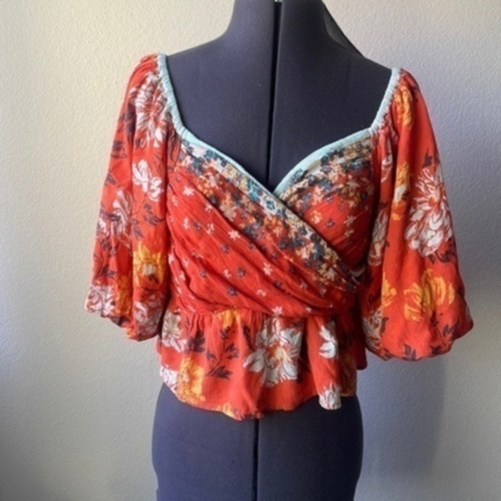 Free people top floral, marmalade, color, size small Bohemian Floral